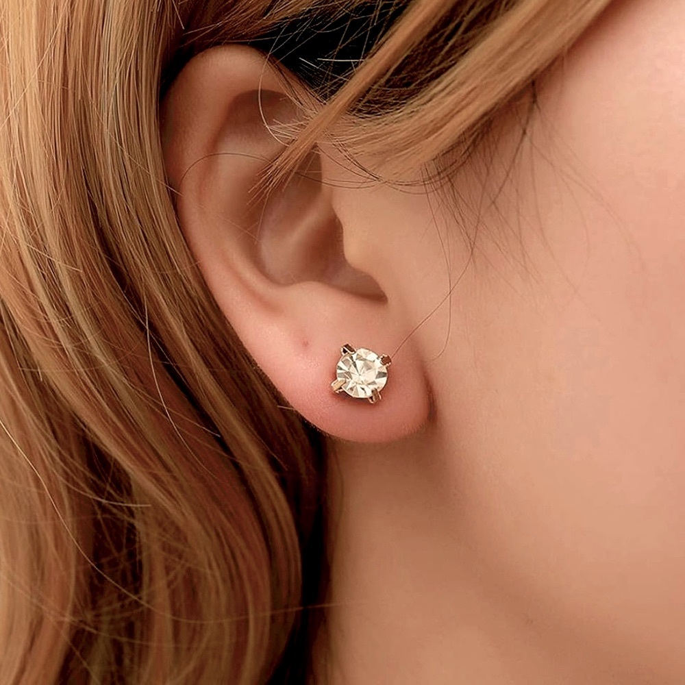 BOGO 14K Gold High Quality CZ Princess Cut Round Small Earrings Baby Kid Adult